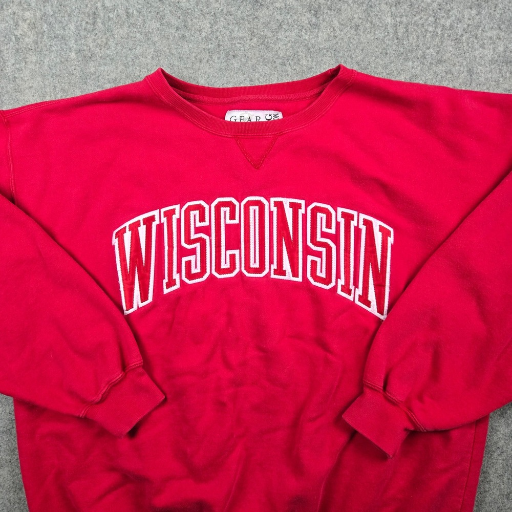 Wisconsin‎ Sweatshirt Mens Large Red Big Cotton NCAA Collegiate Gear For Sports